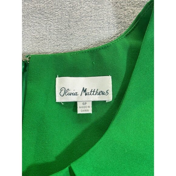 Olivia Matthews Dress Women's 4P Green cocktail dress w/cap sleeve missing Belt - Picture 6 of 12